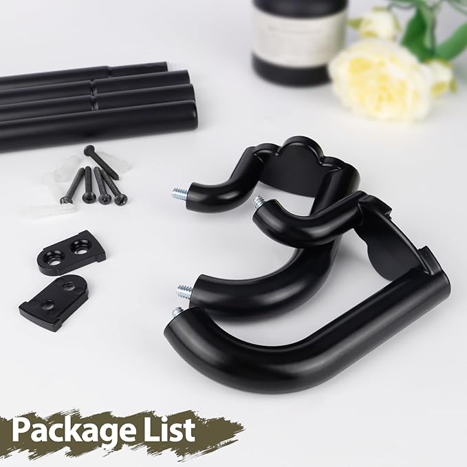 Double Curtain Rods 32 to 115 Inches, HOTOZON Blackout Double Curtain Rods for Windows 83 to 111 Inches (6.9-9.25 ft), 6/8 Inches Wrap Around Room Darkening Telescoping Drapery Rod, Black