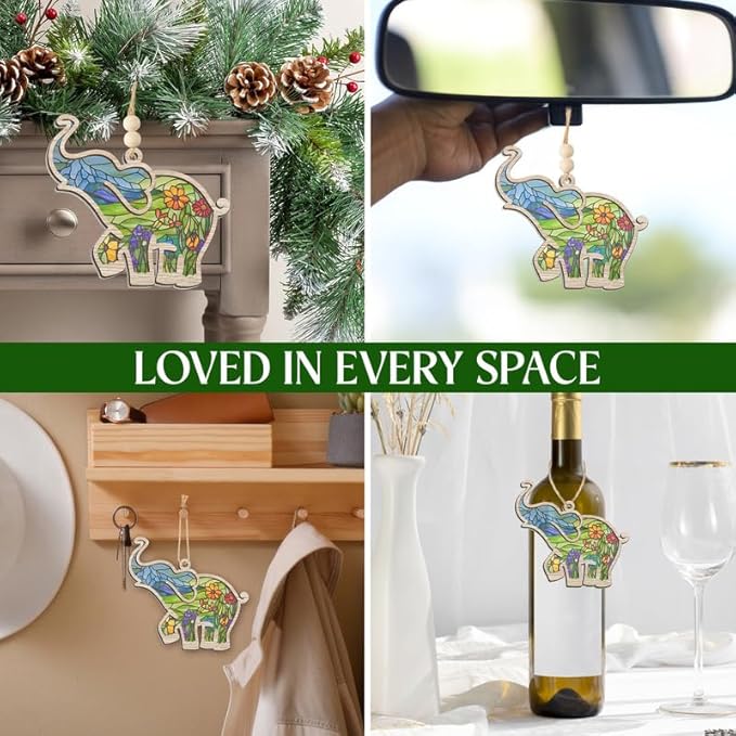 TEEZWONDER Christmas Friend Gifts for Women - Suncatcher Christmas Ornaments 2025 for Tree Decorations - Friendship Birthday Gifts for Women Friends Sisters, Elephant Ornament for Christmas Decoration