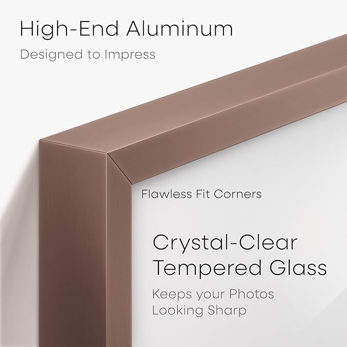 Homeforia A3 Picture Frame Mocha, High End Metal 11.7 x 16.5 inch Poster Frames with Mat 8.3 x 11.7 for Photo, A3 Size Frames Matted to A4 Print, 11.7x16.5 Wall Hanging Frame, Tempered Glass, Set of 1