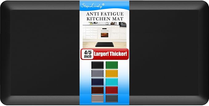 4/5 Inch Thick Kitchen Mat - Cushioned Anti Fatigue Mats for Kitchen Floor - Easy to Clean, Waterproof, Non-Slip Kitchen Rug for Sink, Office, Kitchen (20''x39'' Black)