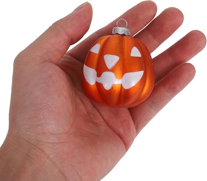 Unomor 12pcs Shatterproof Plastic Halloween Pumpkin Ornaments Mini Hanging Ball Decorations for Tree Spooky Fall Party Supplies Indoor Outdoor Seasonal Decor