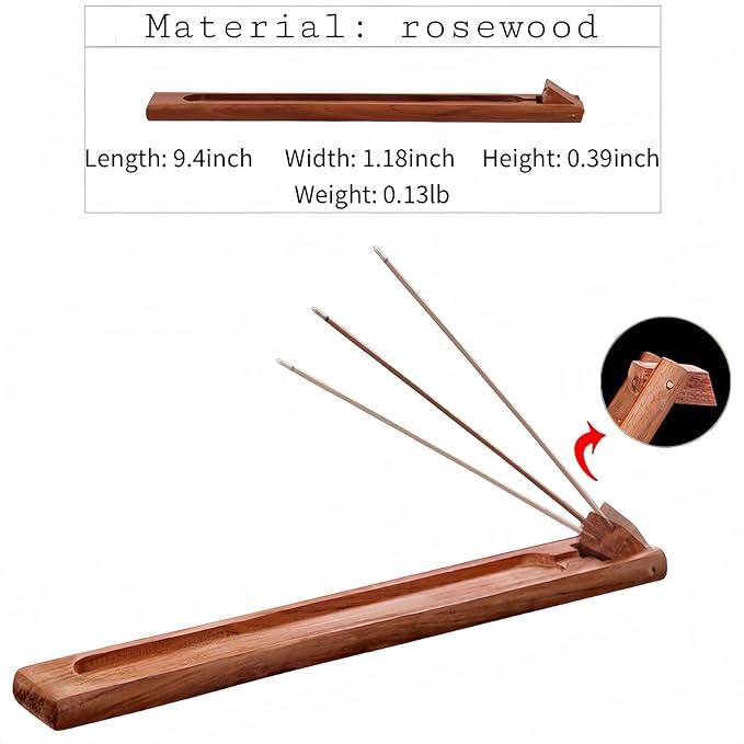 2 Packs Wood Incense Holder for Sticks with Adjustable Angle, Incense Stick Holder with Ash Catcher,Stick Incense Burner,9.8 Inches