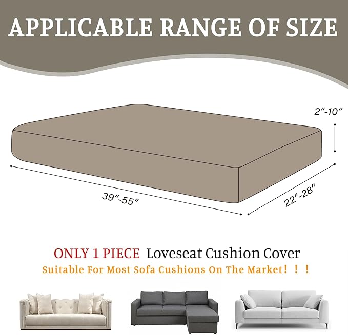 Sectional Couch Covers for Sofa Cushion L Shaped Couch Cover Washable Soft Couch Cushion Covers Stretch Sofa Slipcovers(1-Piece for Loveseat or Sofa 2-Seater, Khaki)