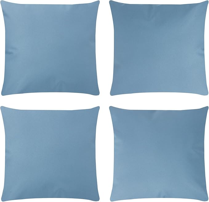 Covers & All Premium Square Throw Pillow Inserts with Covers Set of 4, 28 x 28 Inches Sky Blue, Decorative Cushions for Couch Sofa Home Decor Office Travel UV Resistant Waterproof Soft Cushions
