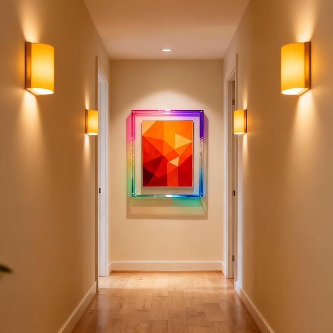 5x7 Acrylic Picture Frame Neon Floating Photo Frame for Wall Mount and Tabletop Decorative in Gallery Home Office, Iridescent