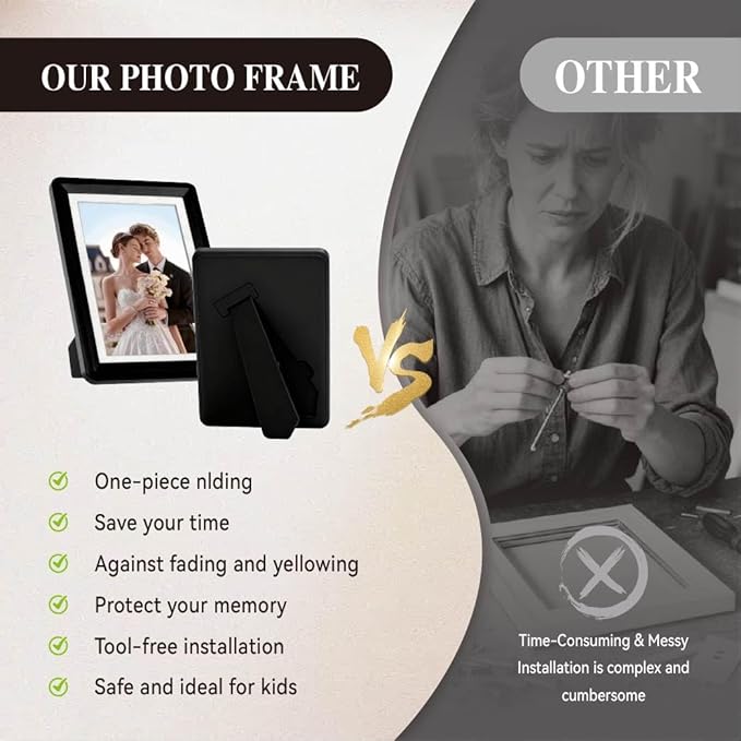 Black 5x7 Picture Frame with Acrylic Front 10 Pack, ABS Frame for 5x7 or 4x11 Photos, Shatterproof UV-Resistant Tabletop Photo Frame, Vertical/Horizontal Display for Home Décor