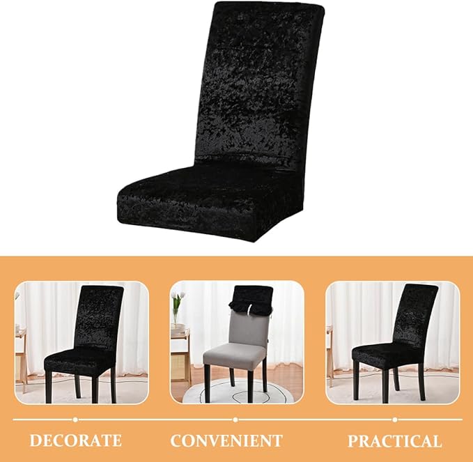 BESPORTBLE Elastic Stretch Dining Chair Slipcover Protector Wrinkle-Resistant Washable Seat Cover with Sewn-in Band Comfortable Slipcovers for Dining Chairs Easy Fit and Storage Black