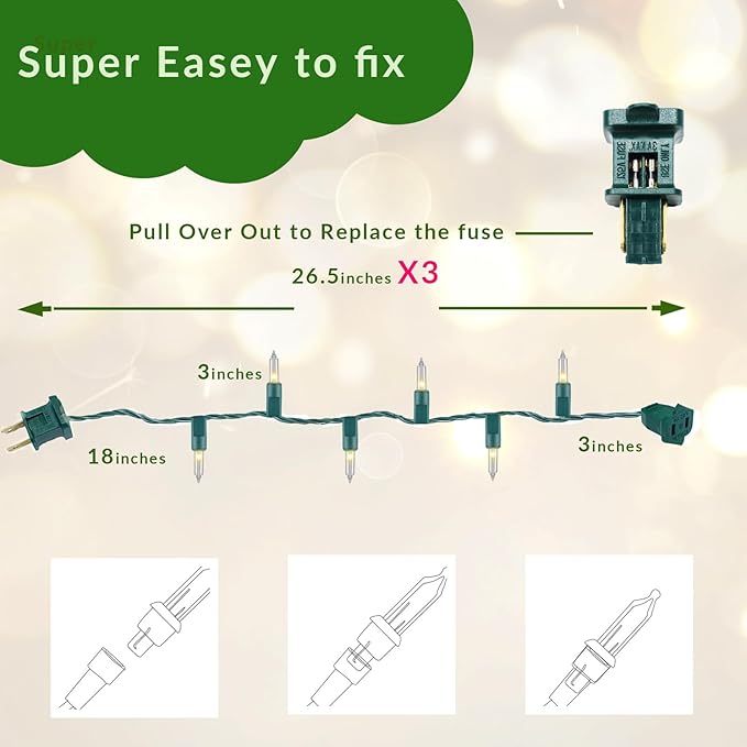 Clear Christmas Lights - 300 Count (3X100) Mini Incandescent Warm White String Lights 79.5ft UL Connectable for Indoor and Outdoor Use for Xmas Trees Festival and Fall Decor