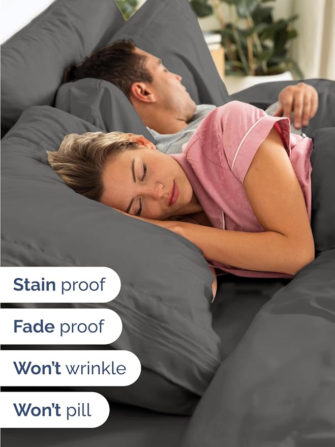 Extra Deep Split King Sheet Set - 7 Piece Breathable and Cooling Sheets - Hotel Luxury Bed Sheets Set - Easy Fit - Soft, Wrinkle Free and Comfy Sheets Set - Charcoal Sheet Set with Extra Deep Pockets