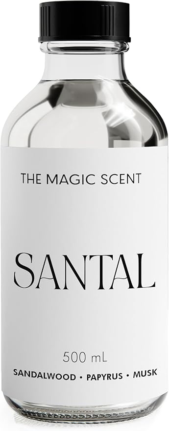 The Magic Scent Santal Diffuser Oil - Fragrance Oil Scent - Cold-Air & Ultrasonic Santal Essential Oil - Aroma Diffuser Oils Scents for Home - Sandalwood, Musk & Cardamom - 16.9 fl oz, 500 mL