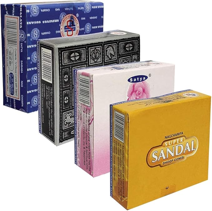 Satya Incense Cones Variety Pack #1 And Cone Incense Burner Bundle With 4 Legacy Fragrances
