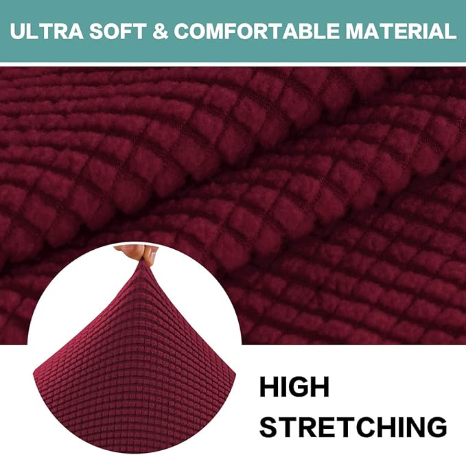 Turquoize Ottoman Slipcover Stretch Rectangle Storage Stool Ottoman Cover Extra Large for Living Room Folding Storage Stool Furniture Protector Slipcover with Elastic Bottom (X-Large, Burgundy)