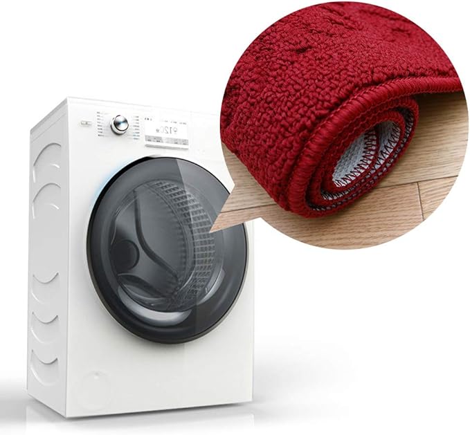 COSY HOMEER 32X20 Inch Anti Fatigue Kitchen Rug Mats are Made of 100% Polypropylene Half Round Rug Cushion Specialized in Anti Slippery and Machine Washable Burgundy (2 pcs)