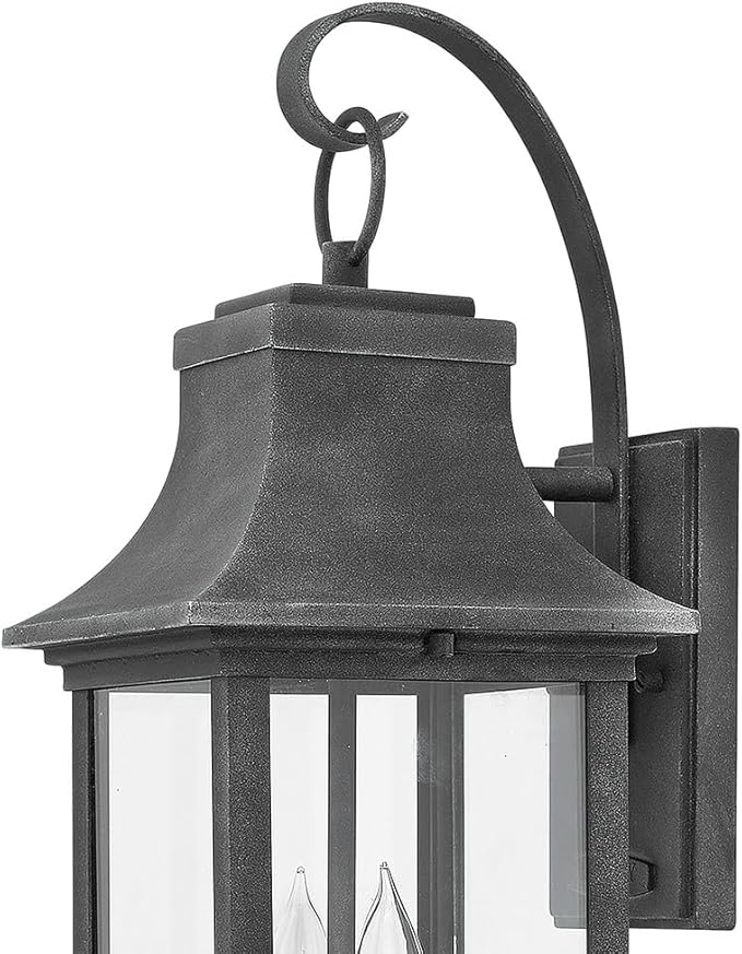 Hinkley 2934DZ Adair 20" Two Light Outdoor Wall Mount Lantern - Aged Zinc w/Clear Glass Exterior Light Fixture Wall Lantern - Outdoor Wall Light - Outdoor Porch Light - Exterior Wall Light