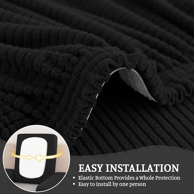 Sectional Couch Covers for Sofa Cushion L Shaped Couch Cover Washable Soft Couch Cushion Covers Stretch Sofa Slipcovers(1-Piece for Sofa Seat or Backrest, Black)