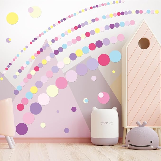 Zonon 264 Pcs Polka Dot Wall Decals for Classroom Decor Kids Circle Wall Sticker Vinyl Peel and Stick Colorful Removable for Nursery Bedroom Playroom Living Room(Pink and Purple)