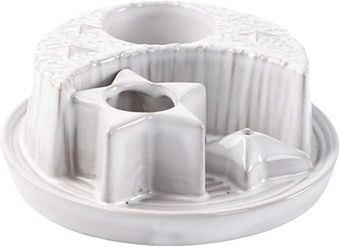 Sage Holder 4 in 1 4.9" Ceramic Sage Holder for Burning Moon Star Candle and Incense Easy Clean Incense Burners for Meditation Yoga Room