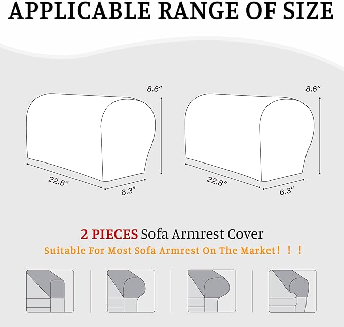 Sectional Couch Covers for Sofa Cushion L Shaped Couch Cover Washable Soft Couch Cushion Covers Stretch Sofa Slipcovers(2-Piece for Sofa Armrest Cover, White)
