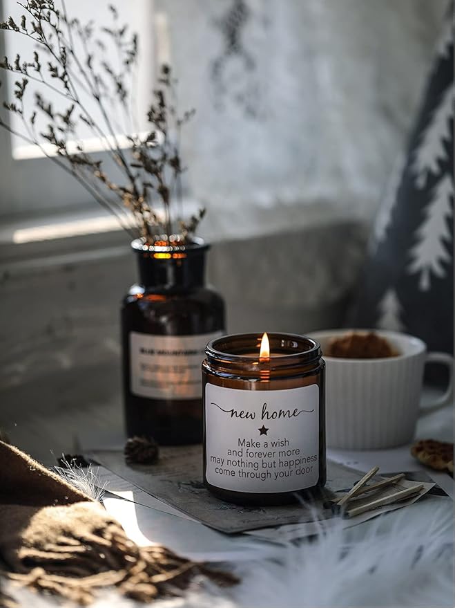 Housewarming Gifts, New Home Candle,Christmas Gifts for Women,House Warming Gift for Women and Men,Gift for Home Buyers, New Homeowner,Sandalwood & Rose Scented Candle,7oz