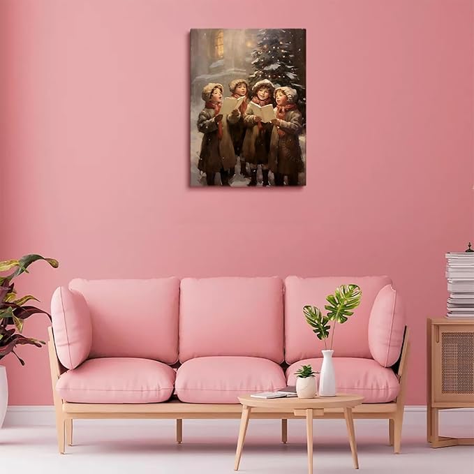 Christmas Carolers Wall Art, Children Christmas Carolers Poster,Christmas Decor,Holiday Decor,Winter Print,Christmas Print,Nursery Decor Art,Moody Print12x16inch Unframed