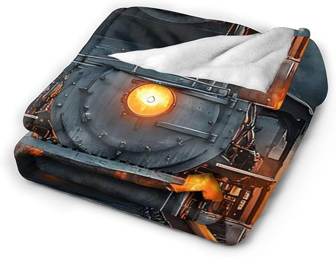 Tijuboni Steam Train Throw Blanket Locomotive Gifts for Boys Girls Men Women Kids Adults Soft Flannel Fleece Blanket for Couch Sofa Bed Home Decor 60"x80"