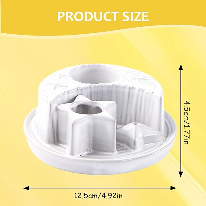 Sage Holder 4 in 1 4.9" Ceramic Sage Holder for Burning Moon Star Candle and Incense Easy Clean Incense Burners for Meditation Yoga Room
