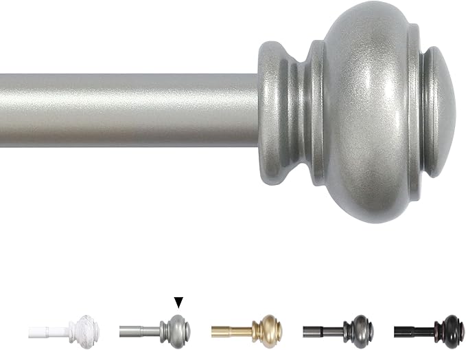 H.VERSAILTEX Curtain Rods for Windows 16.2 to 28.2 Inches 3/4 inch Diameter Adjustable Decorative Telescoping Curtain Rod with Brackets Heavy Duty Splicing Window Rods with Classic Finials, Nickel