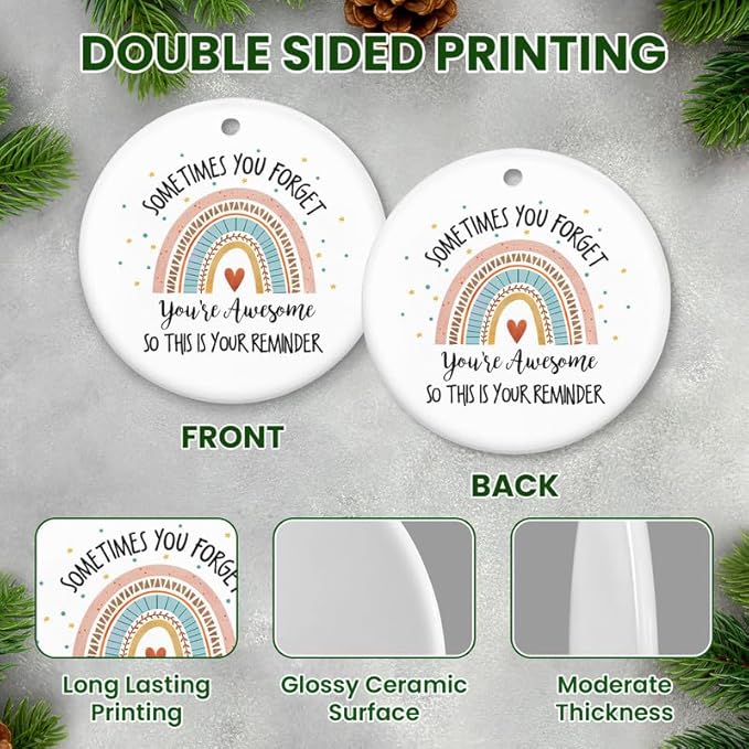 Christmas Inspirational Gifts for Women Men - Ceramic Christmas Ornaments 2025 for Tree Decorations - Motivational Thank You Employee Appreciation Gifts for Coworker Friends, Stocking Stuffers