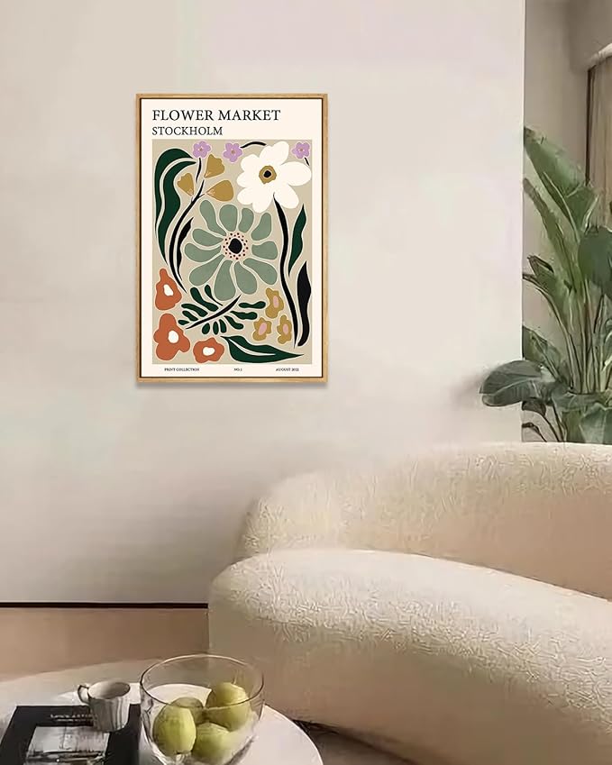 Zzuyi Framed Flower Market Wall Art,Botanical Prints,Green Flower Prints Anthropologie art for Bathroom,Aesthetic Decor-16"x 24"