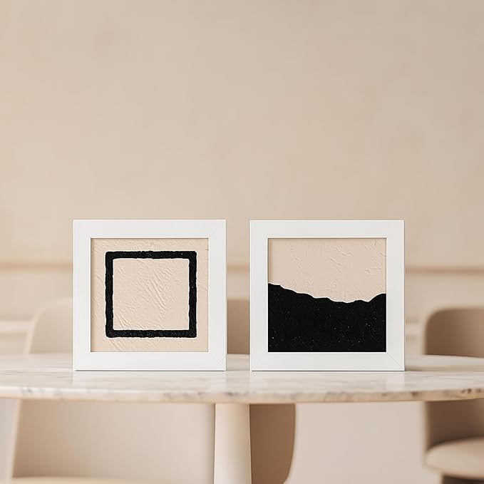 6x6 Oak Wood Picture Frame - Minimalist 6x6 Picture Frame, 6"x6" Frame Wood, Natural Solid Wooden Picture Frames for Wall Art Photo and Prints(1 Pack, White)