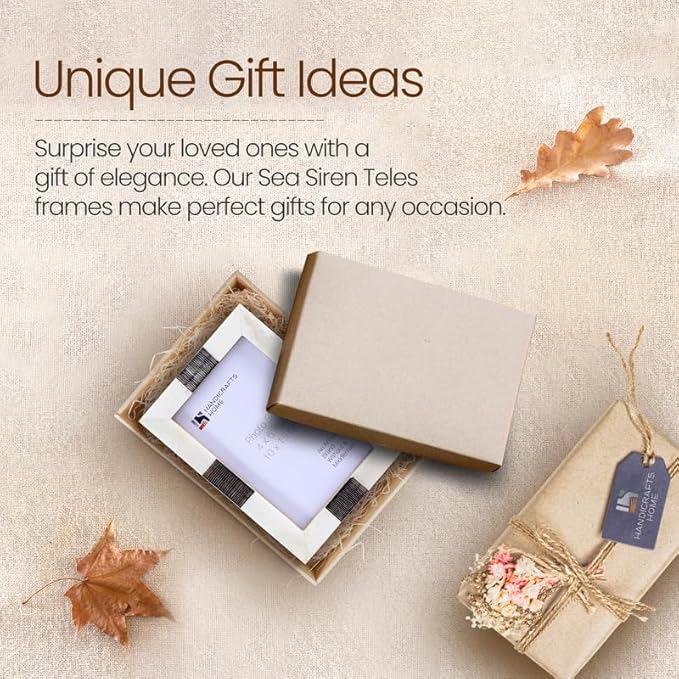 Handicrafts Home White Picture Frame Handmade 4x6 Photo frame– Sea Siren Teles Collection Bone & Horn Inlay Picture Frame for Wall & Tabletop, Modern Farmhouse Decor, Coastal Home Decor, Desk Styling