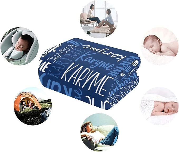 Personalized Blankets with Names Baby Gifts for Girls Boys Custom Soft Fleece and Sherpa Name Blanket for Kids and Adults Birthday for Daughter Son Granddaughter Grandson (Dark Blue)