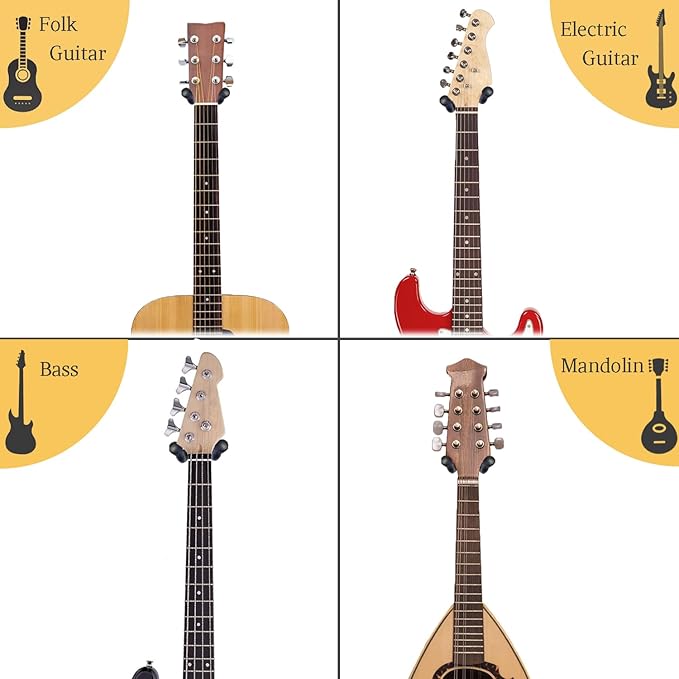 Guitar Wall Mount 2 Pack, Carbonized Red Hardwood Guitar Hanger, U-Shaped Guitar Wall Hanger Mount, Guitar Holder Wall Hook for Acoustic, Electric Guitar, Banjo, Bass, Gift for Men Boy