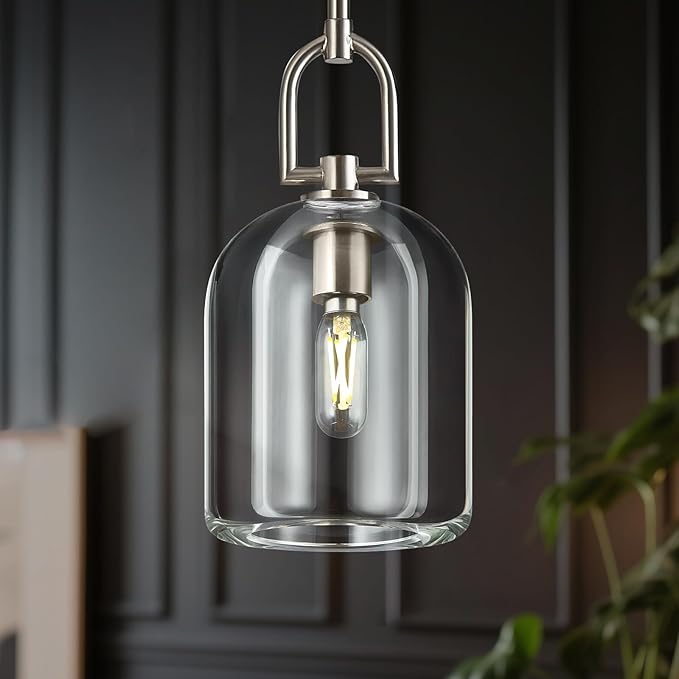 Modern Nickel Pendant Lights Kitchen Island Ceiling Chandelier Indoor Thick Crystal Hanging Light Fixtures for Kitchen Living Room Dining Room Bedroom（2Pack）