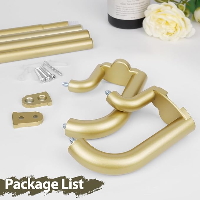 Double Curtain Rods 2 Pack 48 to 84 Inches, HOTOZON Blackout Double Curtain Rods for Windows 36 to 80 Inches (3-6.6 ft), 6/8 Inches Wrap Around Room Darkening Telescoping Drapery Rod, Gold