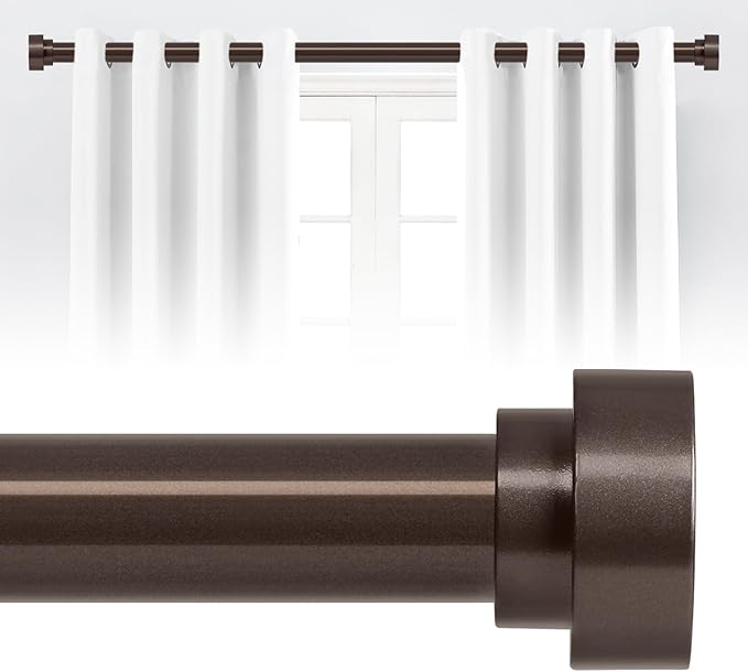 HEI! DEAR Bronze Curtain Rods for Windows 28 to 48 Inch(2.3-4ft), 1Inch Heavy Duty Curtain Rods, Adjustable Curtains Rod, Modern Decorative Drapery Window Rod, 30-58", Antique Bronze