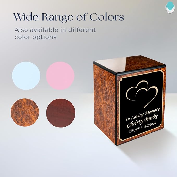 GetUrns Custom Heart Small Urn Box for Human Ashes I Personalized Wooden Keepsake Cremation Urn for Male or Female I Burl Wood Memorial Box I 40lbs