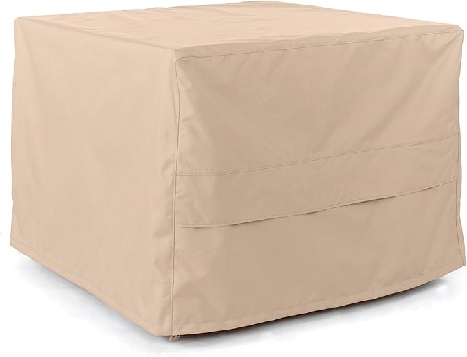 Covermates Square Ottoman Cover - Heavy-Duty Polyester, Weather Resistant, Drawcord Hem, Seating and Chair Covers, 38W x 38D x 20H, Ripstop Tan