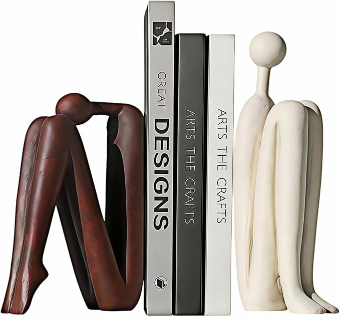Decorative Bookends for Shelves，Bookends for Heavy Books Resinous Thinker Statue,Book Shelf Decor，Modern Creative Office Company Bookends Ornament Decorations