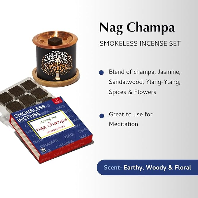 Nag Champa Incense Bricks & Burner - Super Set