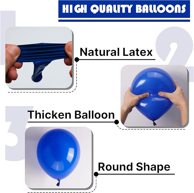 PartyWoo Royal Blue Balloons 85pcs Different Sizes Pack of 18 12 10 5 Inch Dark Blue Balloon Arch Kit for Baby Shower Gender Reveal Graduation Under The Sea Birthday Party Decorations Blue-Y59