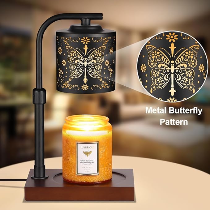 Candle Warmer Lamp with Adjustable Height Dimmable for New Home Decor Electric Candle Warmer for Jar Candles Birthday Gifts for Women Mom(Crucifix Butterfly)