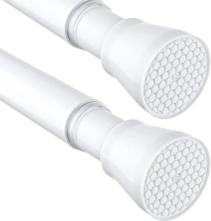2 Pack Tension Curtain Rod 30 to 64 Inch White Curtain Rod Adjustable Expandable Spring Tension Curtain Rod No Drilling 7/8" Spring Loaded Curtain Rods for Windows Bedroom Closet Doorway Door