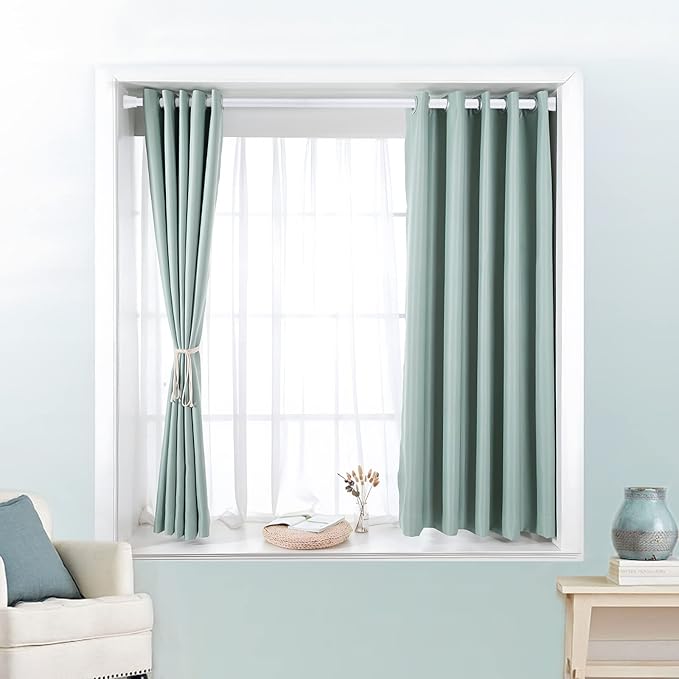 2 Pack Tension Curtain Rod 30 to 64 Inch White Curtain Rod Adjustable Expandable Spring Tension Curtain Rod No Drilling 7/8" Spring Loaded Curtain Rods for Windows Bedroom Closet Doorway Door