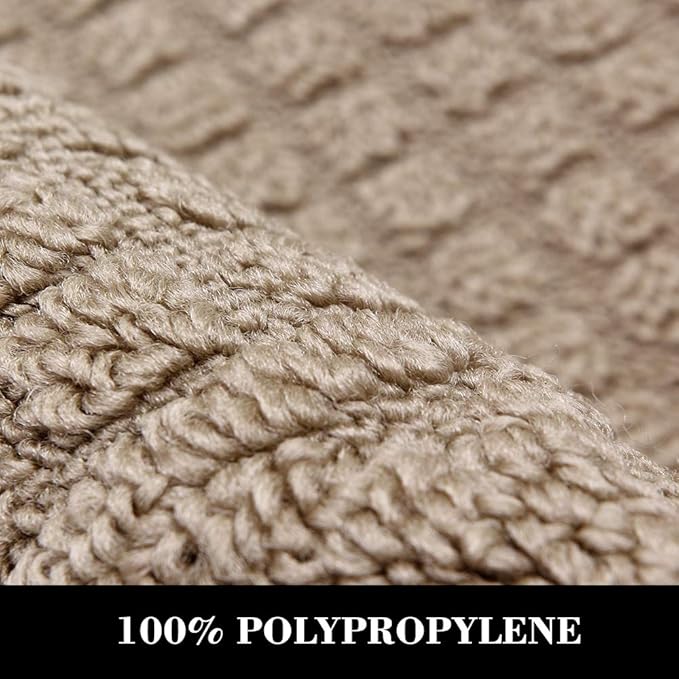 COSY HOMEER 27X18 Inch Anti Fatigue Kitchen Rug Mats are Made of 100% Polypropylene Half Round Rug Cushion Specialized in Anti Slippery and Machine Washable,Beige(2 pcs)