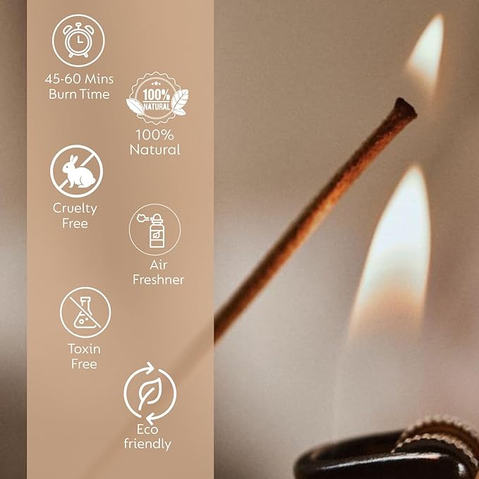 Incense Sticks Gift Pack – 6 Fragrances x 20 Sticks Each, Hand Rolled Insents with Incense Holder – Bharath Darshan Forest Kasturi Cute Cuddle Bloom Rose Aura Cleansing Myrrh