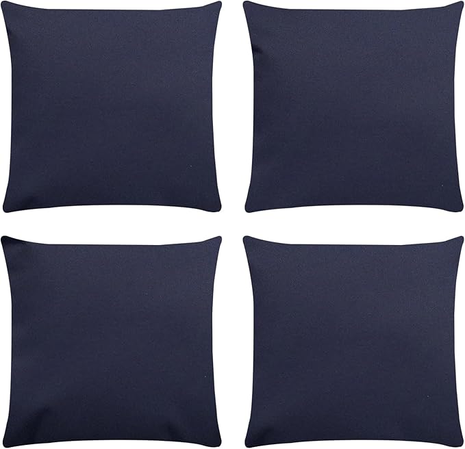 Covers & All Premium Square Throw Pillow Inserts with Covers Set of 4, 24 x 24 Inches Navy Blue, Decorative Cushions for Couch Sofa Home Decor Office Travel UV Resistant Waterproof Soft Cushions