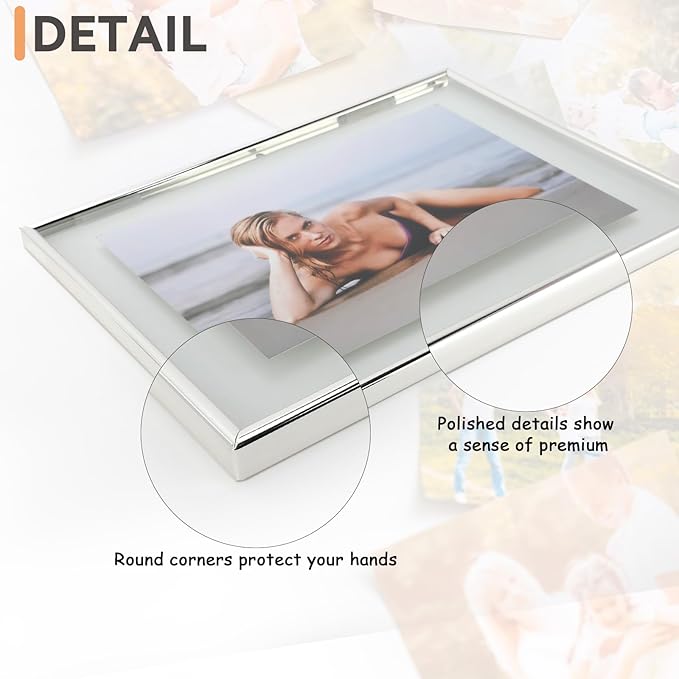 Wall Floating Frame, 8"×10", Silver, Wall Mounting or Wall Leaning, For Photo 6×8, 5×7, 4×6, Classy For Festival, Anniversary, Wedding, Home or Office Décor