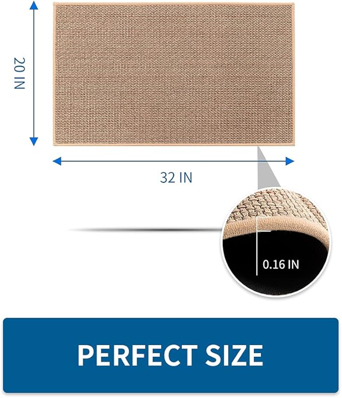 MontVoo Kitchen Rugs and Mats Non Skid Washable, Absorbent Runner Rugs for Kitchen, Front of Sink, Kitchen Mats for Floor (Beige, 20"x32")