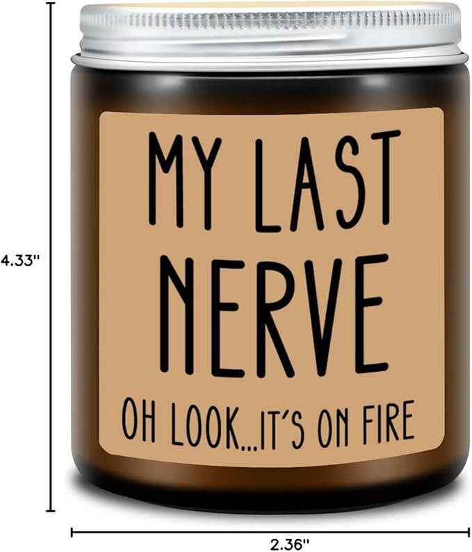 Homsolver Gifts for Women, Funny Friendship Gift for Best Friend - My Last Nerve Lavender Candle - Birthday Christmas Unique White Elephant Stocking Stuffers Gifts for Adults, Women, Her, BFF, Sister